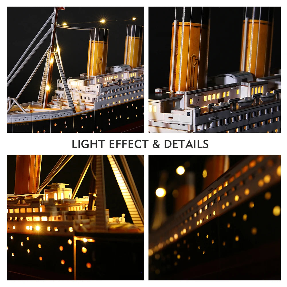 CubicFun 3D Puzzles | LED Titanic Ship Model | 266-Piece Cruise Jigsaw Puzzle