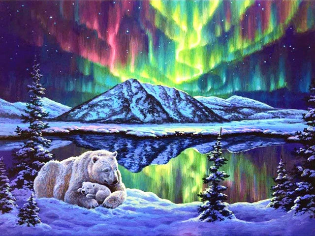 Evershine 5D DIY Diamond Painting | Aurora Full Square Diamond Landscape Kit | Home Decor Crafts