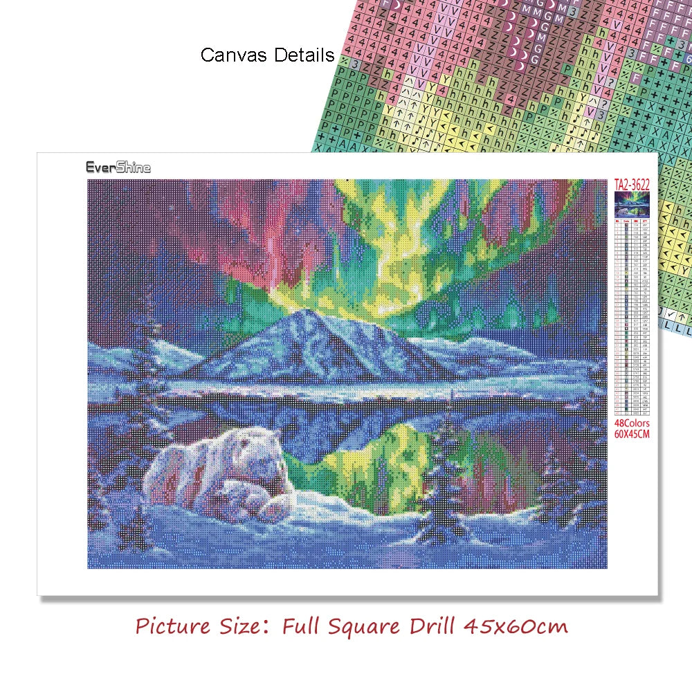 Evershine 5D DIY Diamond Painting | Aurora Full Square Diamond Landscape Kit | Home Decor Crafts