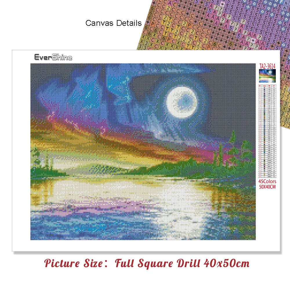 Evershine 5D DIY Diamond Painting | Aurora Full Square Diamond Landscape Kit | Home Decor Crafts