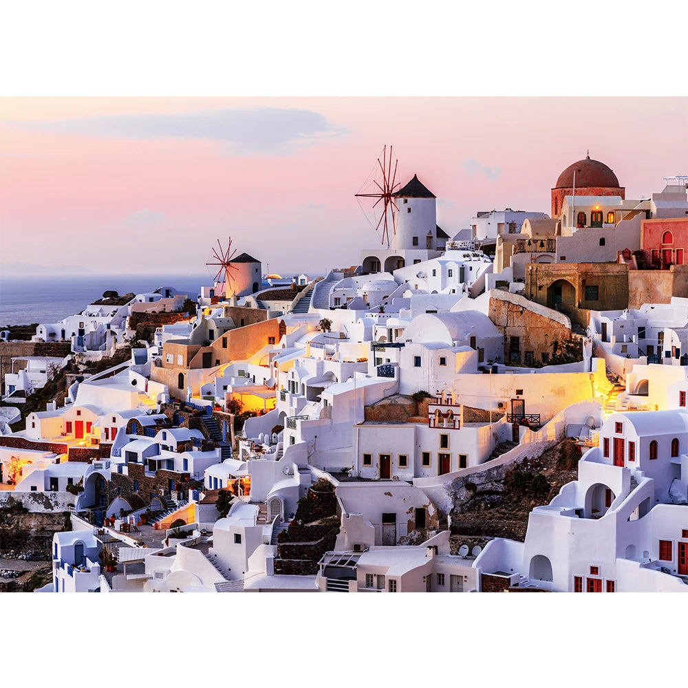 MaxRenard Jigsaw Puzzle | 1000 Pieces Landscape Santorini | Hand-Eye Coordination