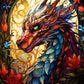 EverShine Stained Glass Art Diamond Painting Dragon | Full Square Drill Mosaic Animal | Wall Decor