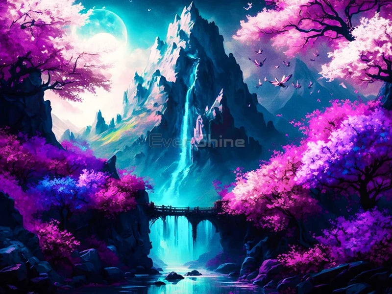 EverShine Mountain Diamond Painting Scenery | New Arrival Mosaic Tree Picture Fantasy