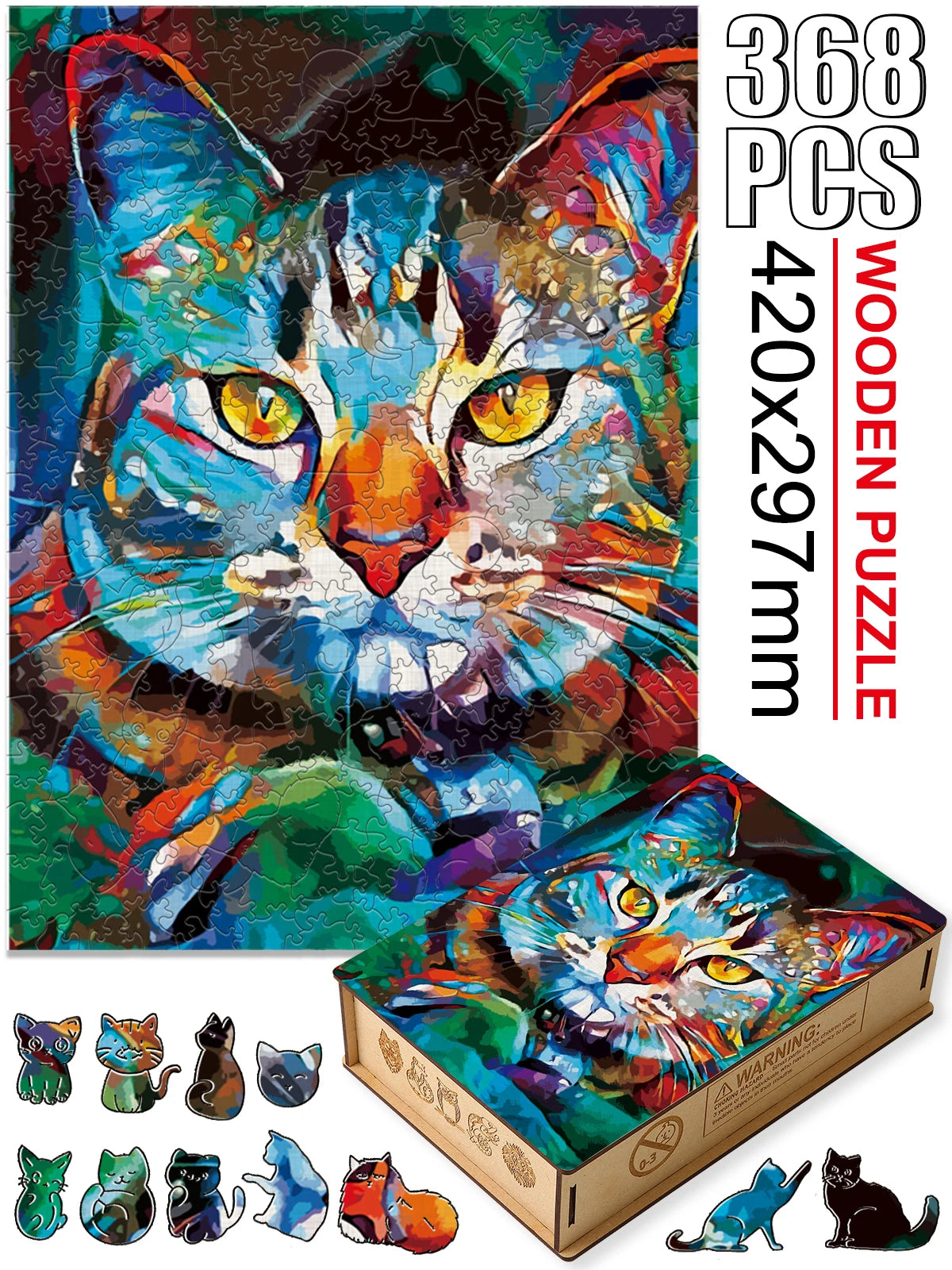 Colorful Kitty Jigsaw Puzzle | Animal Board Set
