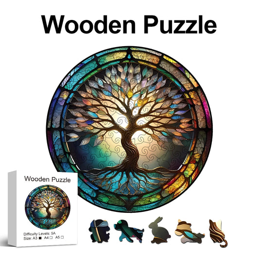 Colorful Tree Wooden Puzzle for Jigsaw Lover | Uniquely Stress Relieving Toys | Christmas Birthday Gift | Home Decor | Family Game