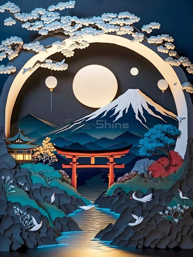 EverShine 5D DIY Diamond Painting Mountain Moon | New Arrivals Mosaic Landscape Full Craft Kit