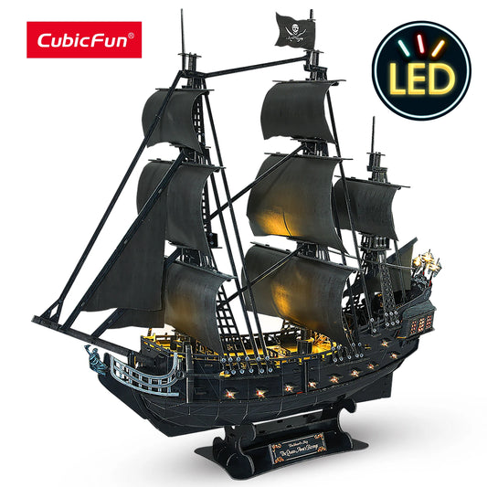 293-Piece Queen Anne Revenge Pirate Ship Jigsaw Puzzle | CubicFun 3D Model