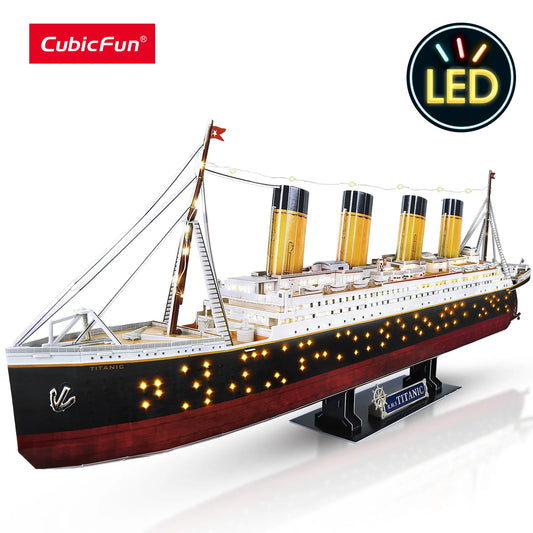 CubicFun 3D Puzzles | LED Titanic Ship Model | 266-Piece Cruise Jigsaw Puzzle