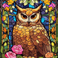 EverShine Stained Glass Art Diamond Painting Owl | DIY Hobby Painting Animal New Collection 2024 Mosaic | Wall Decor