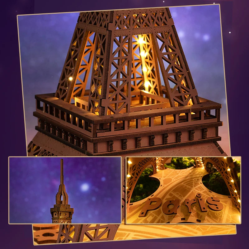 3D Wooden Puzzle Night of the Eiffel Tower | 1:638 Building Model