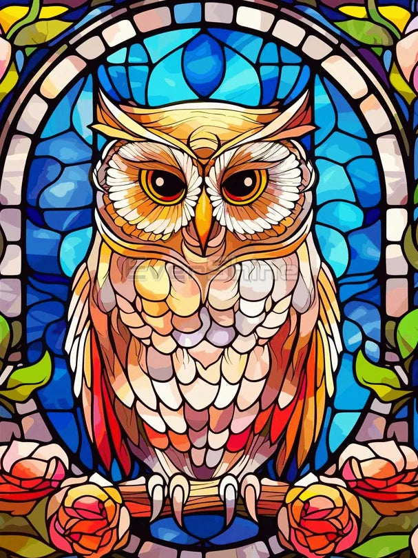 EverShine Stained Glass Art Diamond Painting Owl | DIY Hobby Painting Animal New Collection 2024 Mosaic | Wall Decor