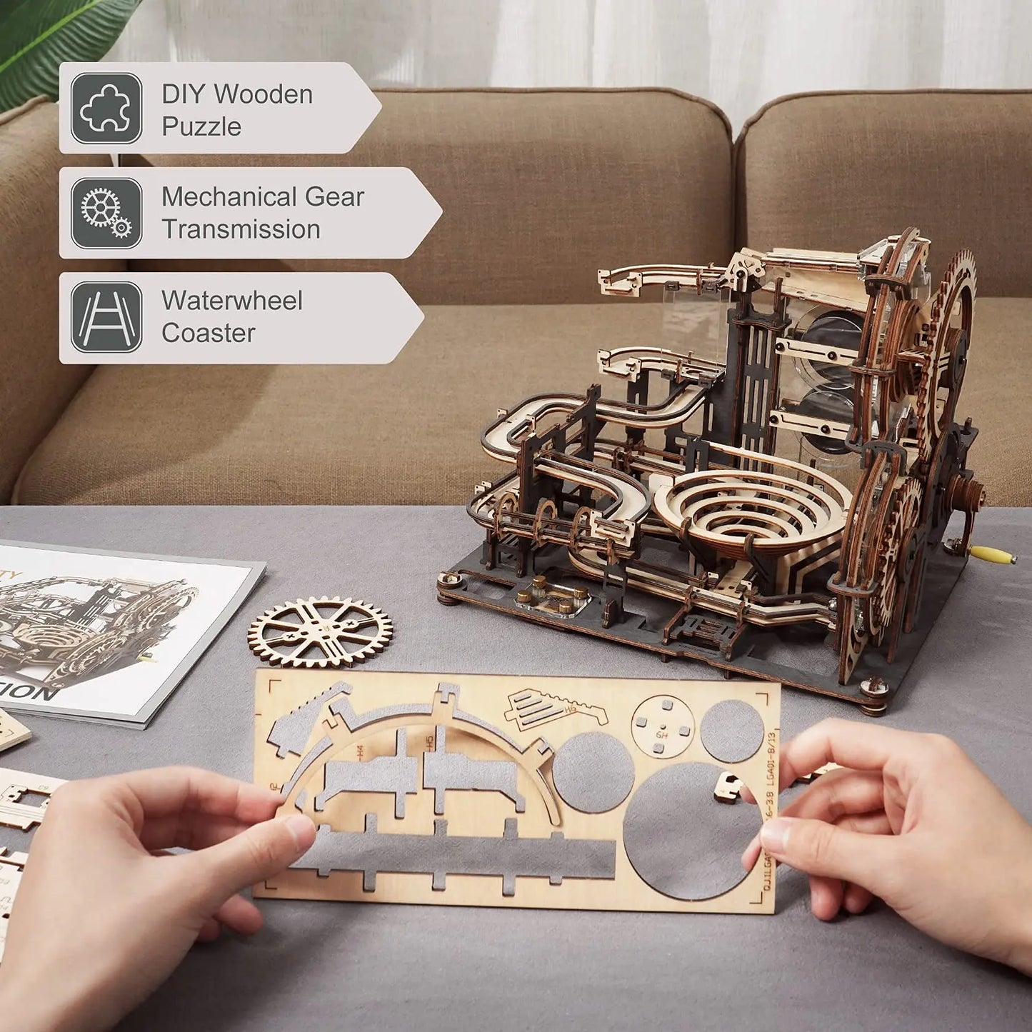 Marble Night City 3D Wooden Puzzle | Waterwheel Model