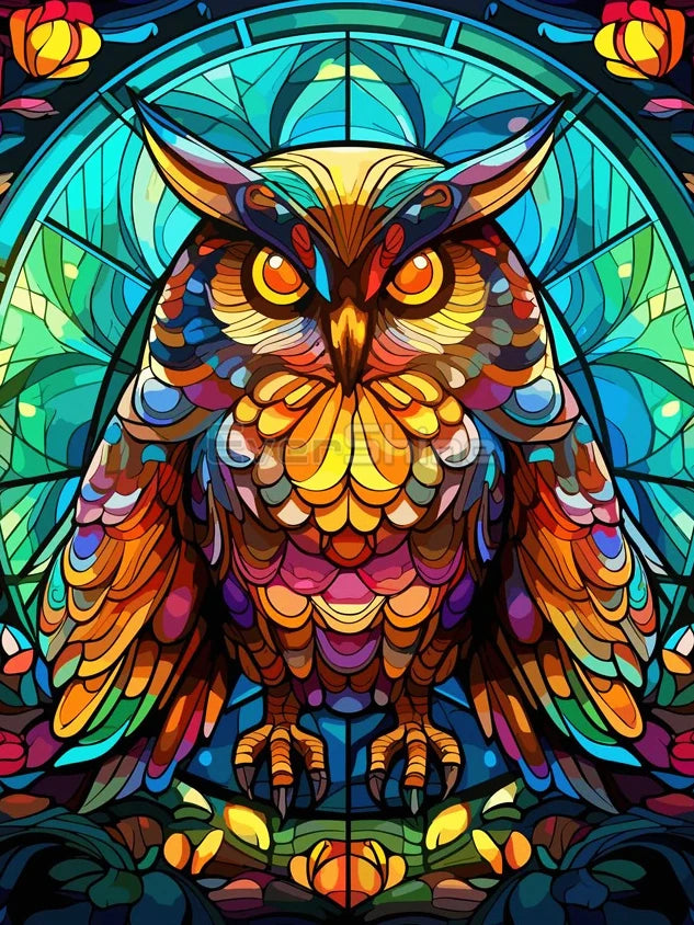 EverShine Stained Glass Art Diamond Painting Owl | DIY Hobby Painting Animal New Collection 2024 Mosaic | Wall Decor