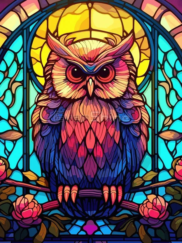 EverShine Stained Glass Art Diamond Painting Owl | DIY Hobby Painting Animal New Collection 2024 Mosaic | Wall Decor