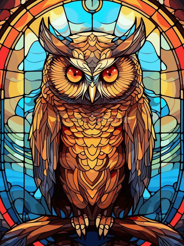 EverShine Stained Glass Art Diamond Painting Owl | DIY Hobby Painting Animal New Collection 2024 Mosaic | Wall Decor