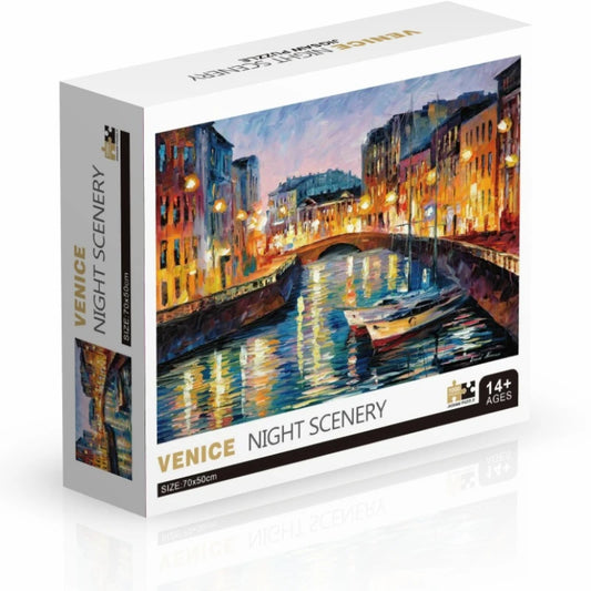 70*50cm Adult Puzzle 1000 Pieces Jigsaw Puzzles | Venice Night Scenery Famous Painting Series Learning | Educational Toys