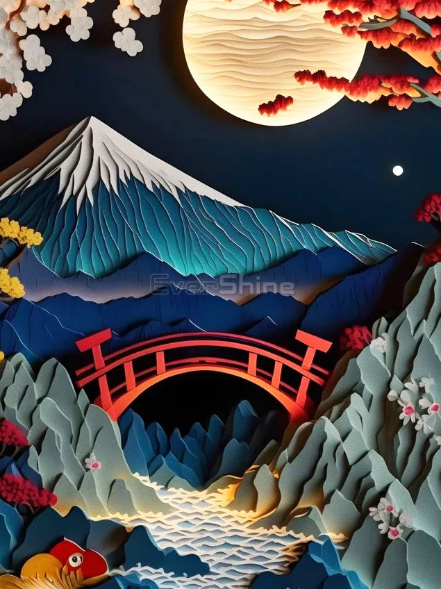 EverShine 5D DIY Diamond Painting Mountain Moon | New Arrivals Mosaic Landscape Full Craft Kit