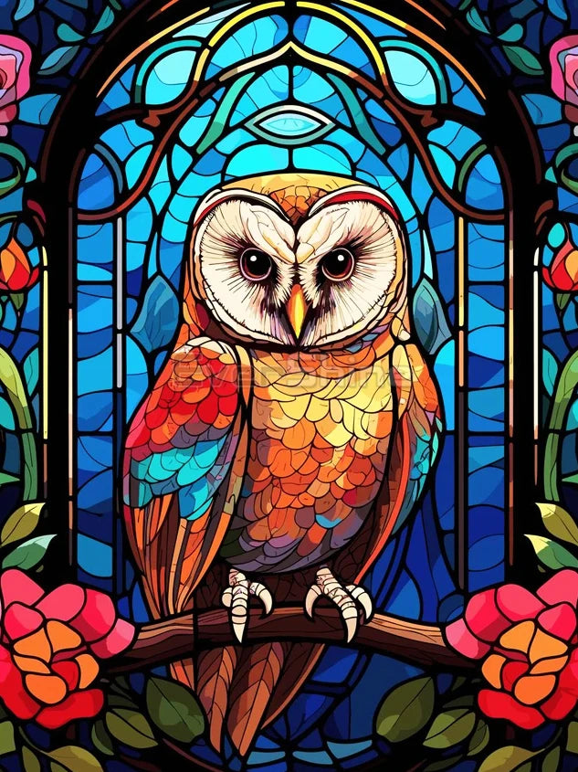 EverShine Stained Glass Art Diamond Painting Owl | DIY Hobby Painting Animal New Collection 2024 Mosaic | Wall Decor