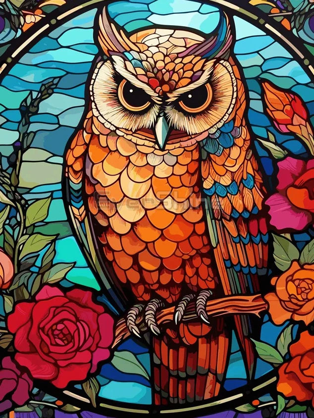 EverShine Stained Glass Art Diamond Painting Owl | DIY Hobby Painting Animal New Collection 2024 Mosaic | Wall Decor