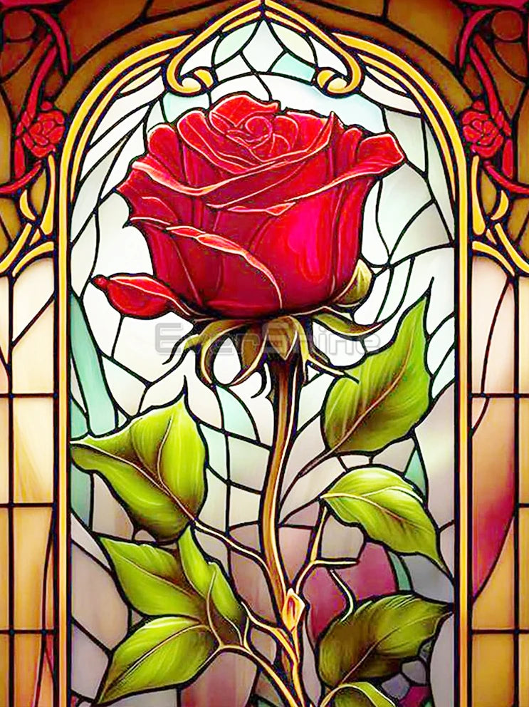 EverShine 5D Diamond Painting Rose Lotus Stained Glass | Flower Diamond Painting Art