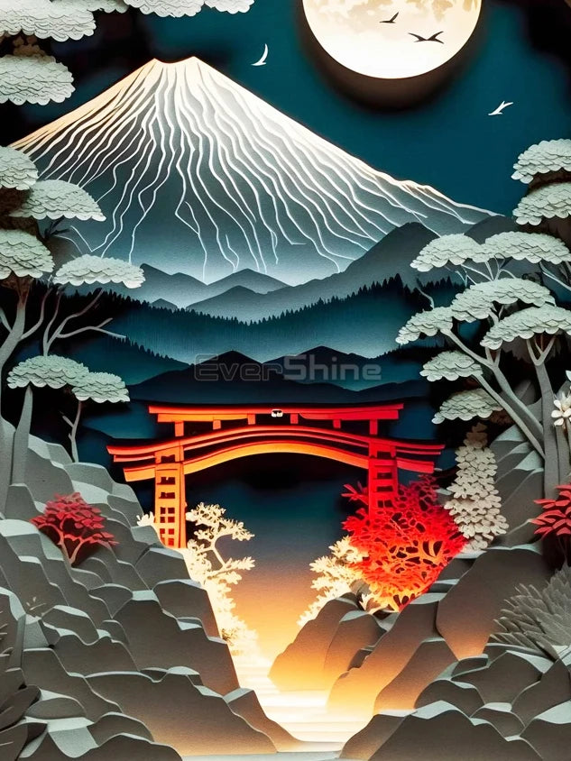 EverShine 5D DIY Diamond Painting Mountain Moon | New Arrivals Mosaic Landscape Full Craft Kit