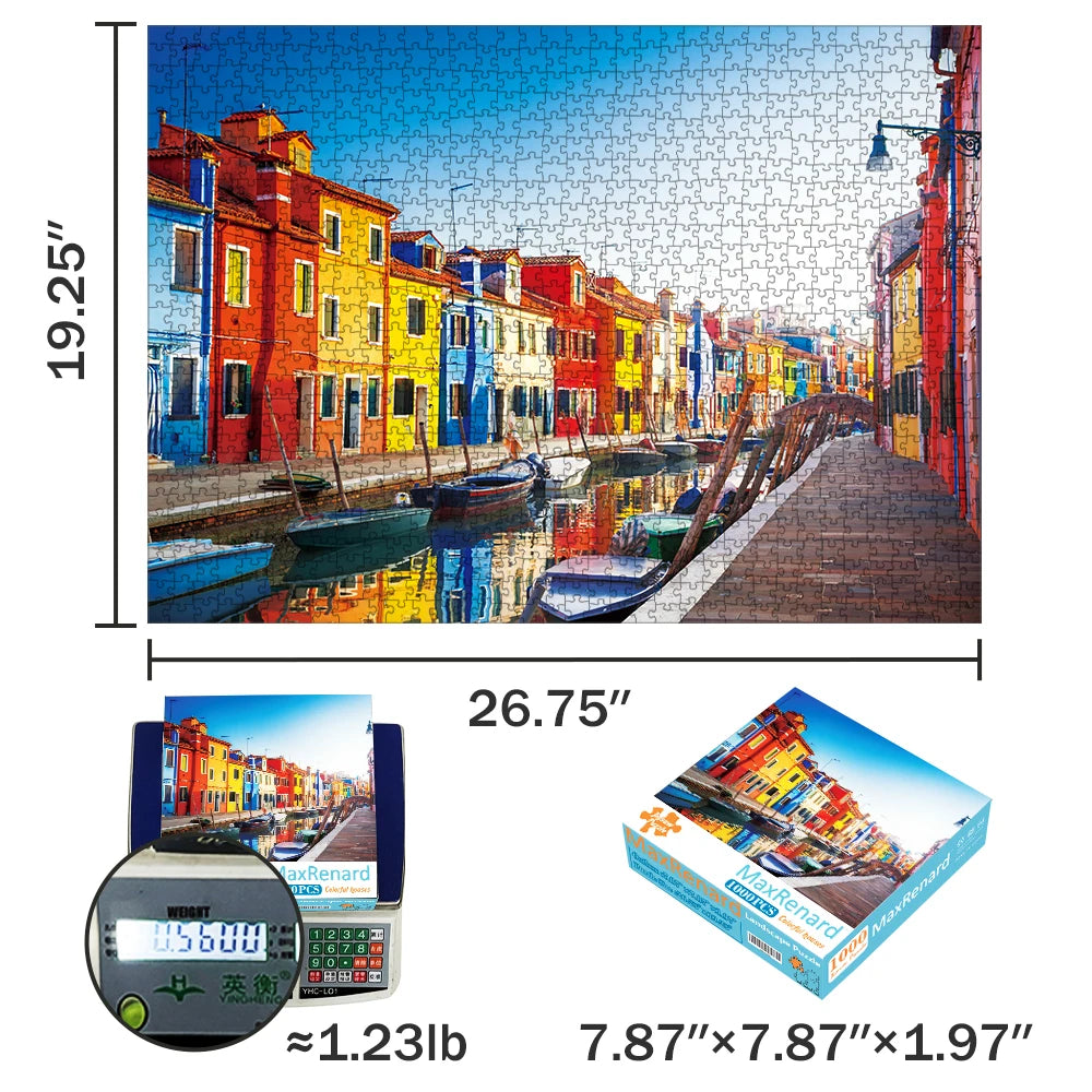 MaxRenard Jigsaw Puzzle 1000 Pieces | Venice Burano Island | Paper Material