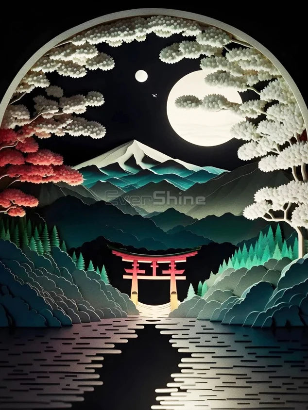 EverShine 5D DIY Diamond Painting Mountain Moon | New Arrivals Mosaic Landscape Full Craft Kit