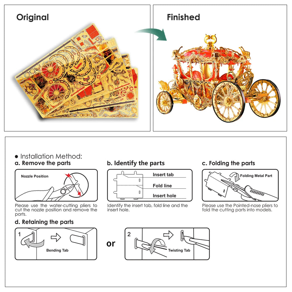 Piececool 3D Metal Puzzle | Princess Carriage Model