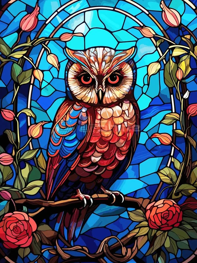 EverShine Stained Glass Art Diamond Painting Owl | DIY Hobby Painting Animal New Collection 2024 Mosaic | Wall Decor