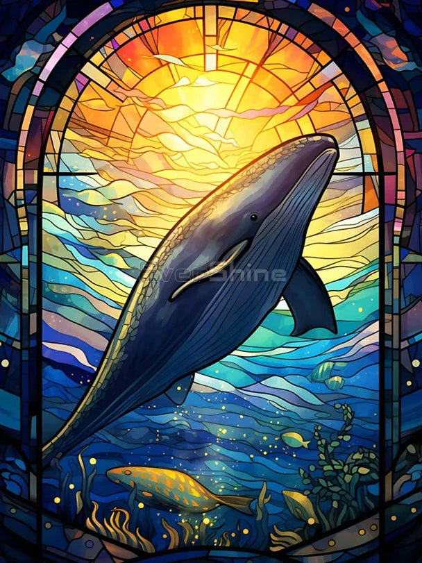 EverShine Full Square Drill Diamond Mosaic Sea Animal | Diamond Painting Stained Glass Art |Embroidery Dolphin Wall Decor