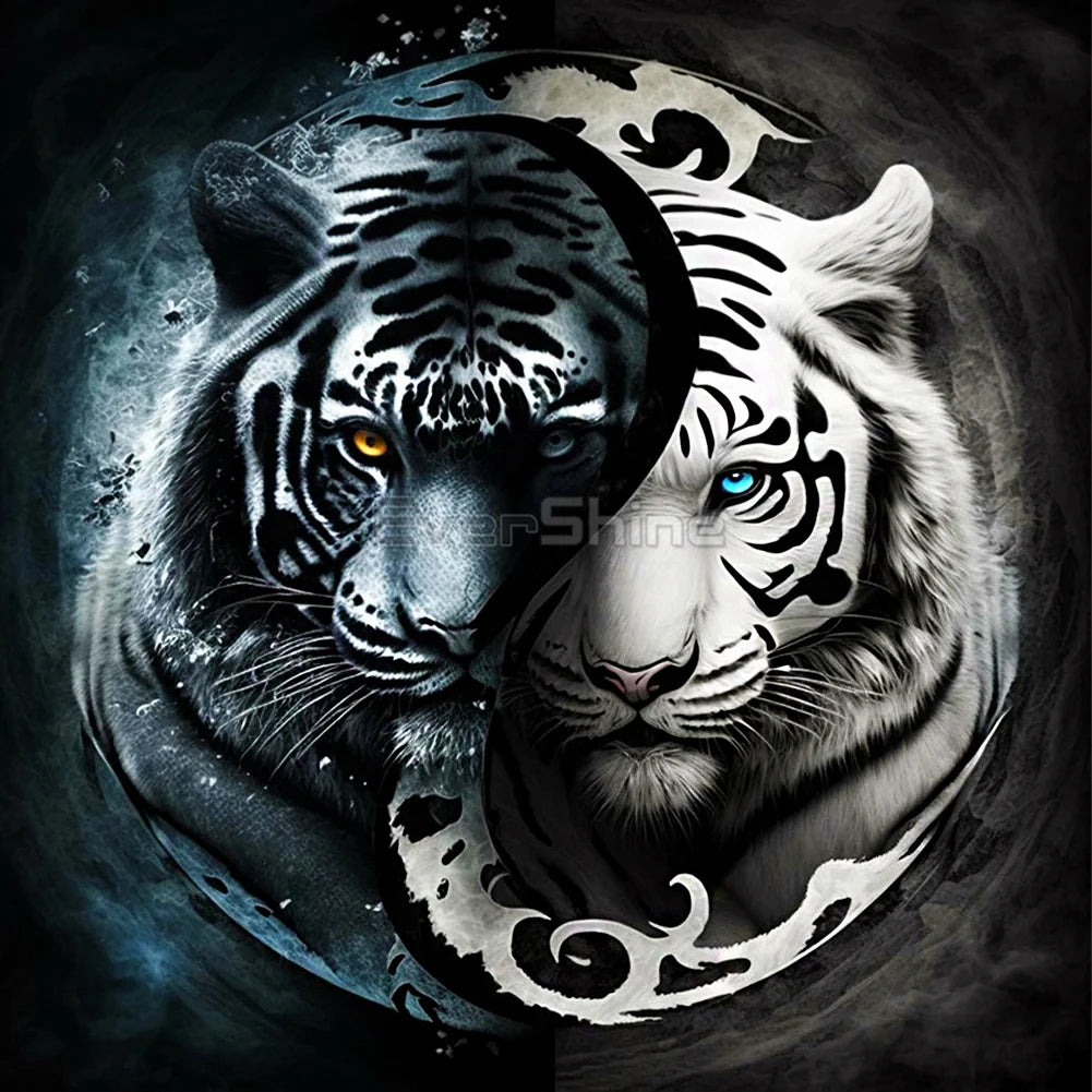 EverShine Full Square Diamond Painting Tiger Craft Kit | Tai Chi Diamond Painting Animal DIY | 30*30cm Diamond Painting