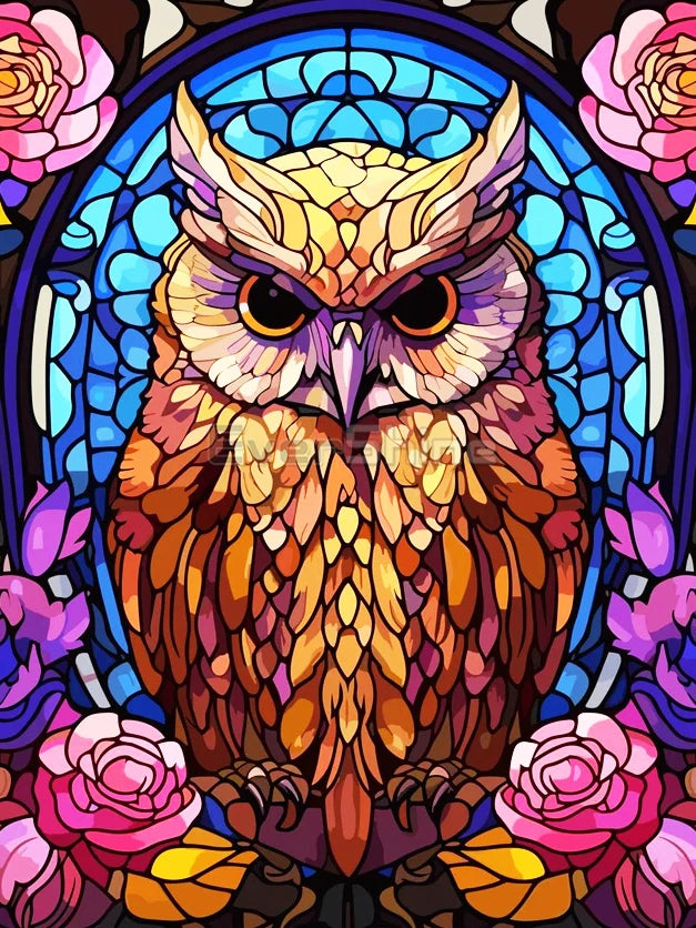 EverShine Stained Glass Art Diamond Painting Owl | DIY Hobby Painting Animal New Collection 2024 Mosaic | Wall Decor