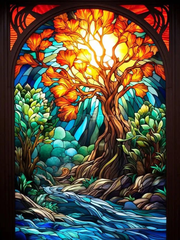 EverShine Diamond Painting Tree Mountain Full Drill Craft Kit |Scenery Nature Diamond Mosaic Stained Glass | Wall Art