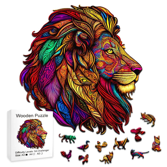Animals Wooden Puzzles | Lion Wood Irregular Shape 3D Jigsaw Puzzle