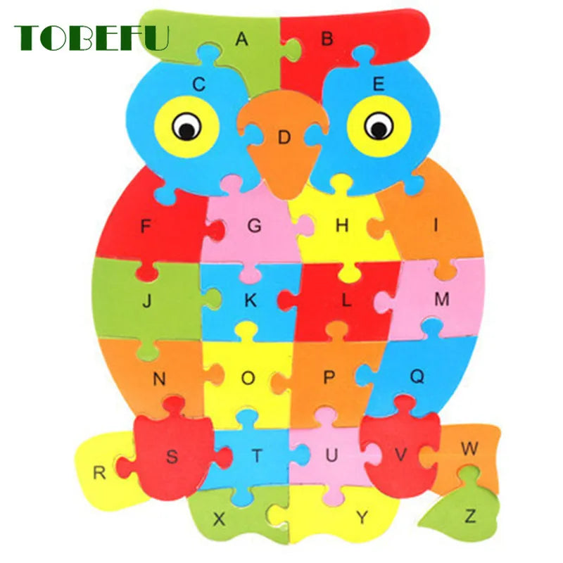 English Letter Building Block Wood Animal Jigsaw Puzzle |Children Cognition Intelligence Toy for Toddlers |Early Educational Gifts