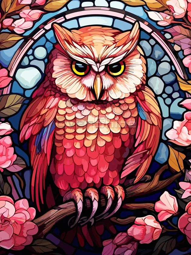 EverShine Stained Glass Art Diamond Painting Owl | DIY Hobby Painting Animal New Collection 2024 Mosaic | Wall Decor