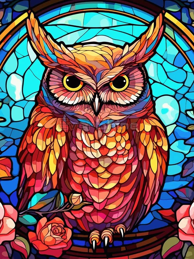 EverShine Stained Glass Art Diamond Painting Owl | DIY Hobby Painting Animal New Collection 2024 Mosaic | Wall Decor