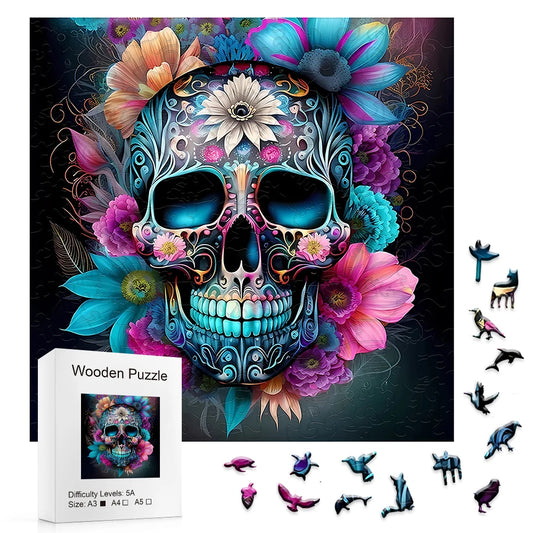 Skull Wooden Jigsaw Puzzle for Adults | Decompression Stress-Relief