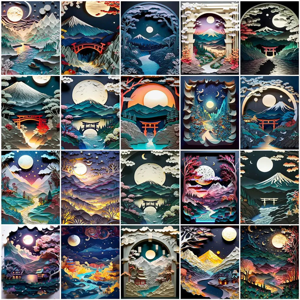 EverShine 5D DIY Diamond Painting Mountain Moon | New Arrivals Mosaic Landscape Full Craft Kit