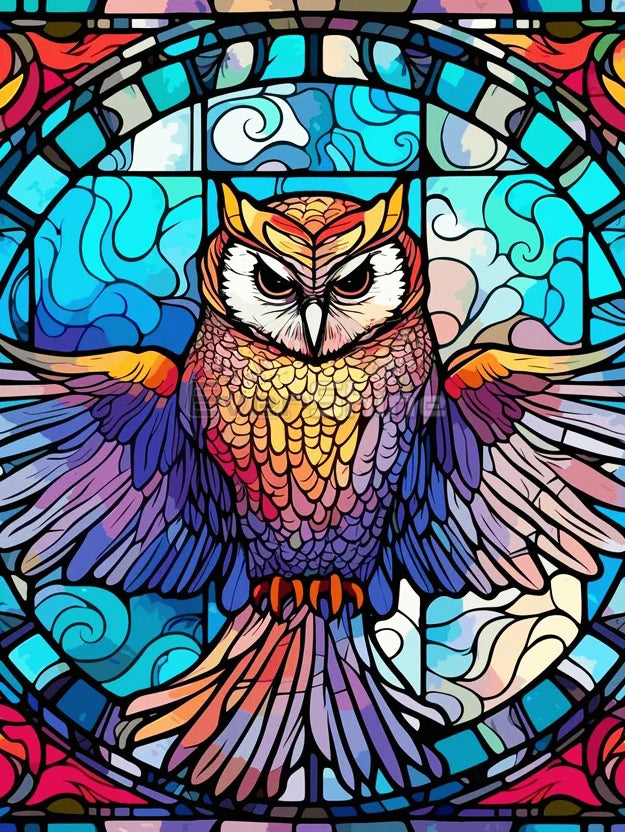 EverShine Stained Glass Art Diamond Painting Owl | DIY Hobby Painting Animal New Collection 2024 Mosaic | Wall Decor